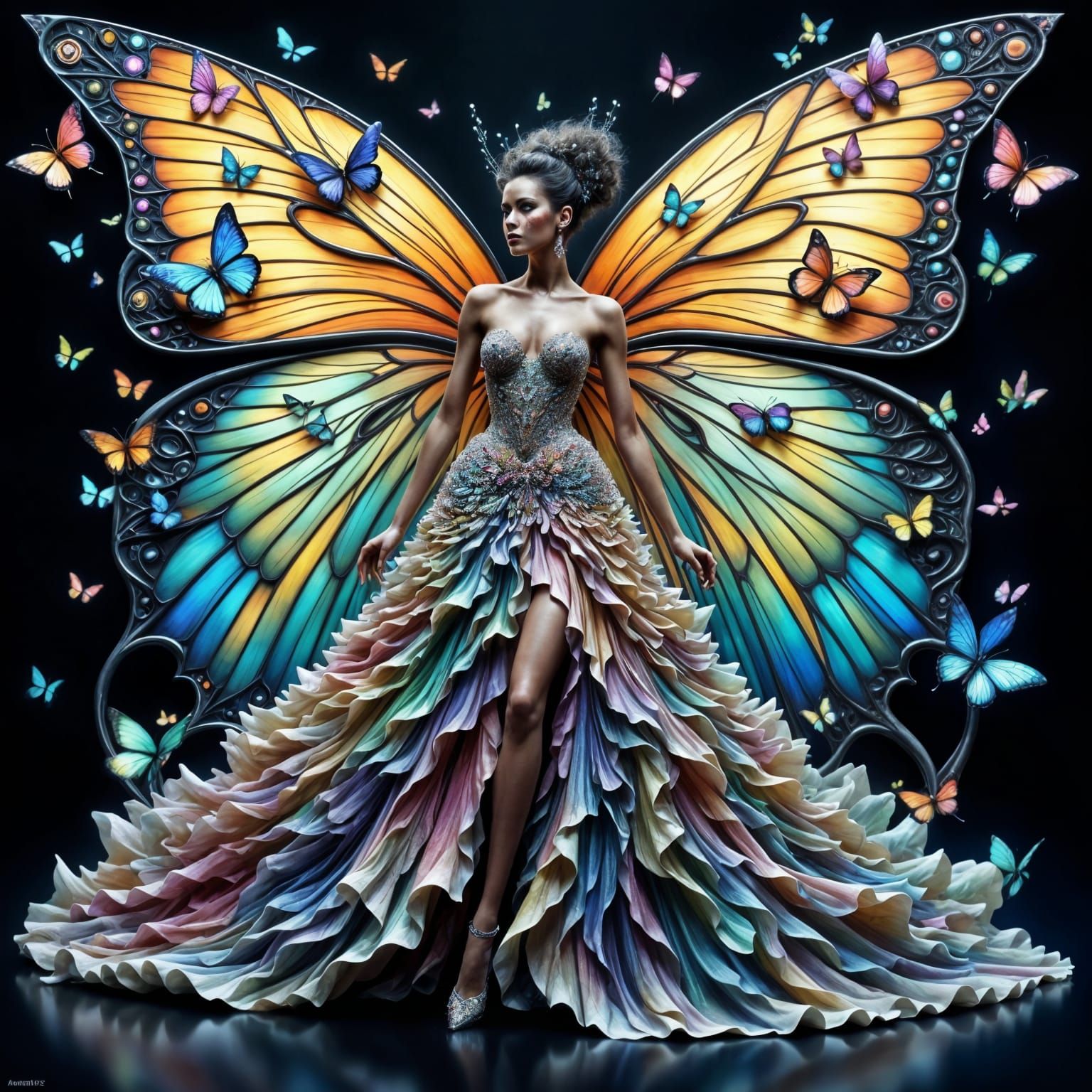 Haute Couture Gown of Moths and Butterflies
