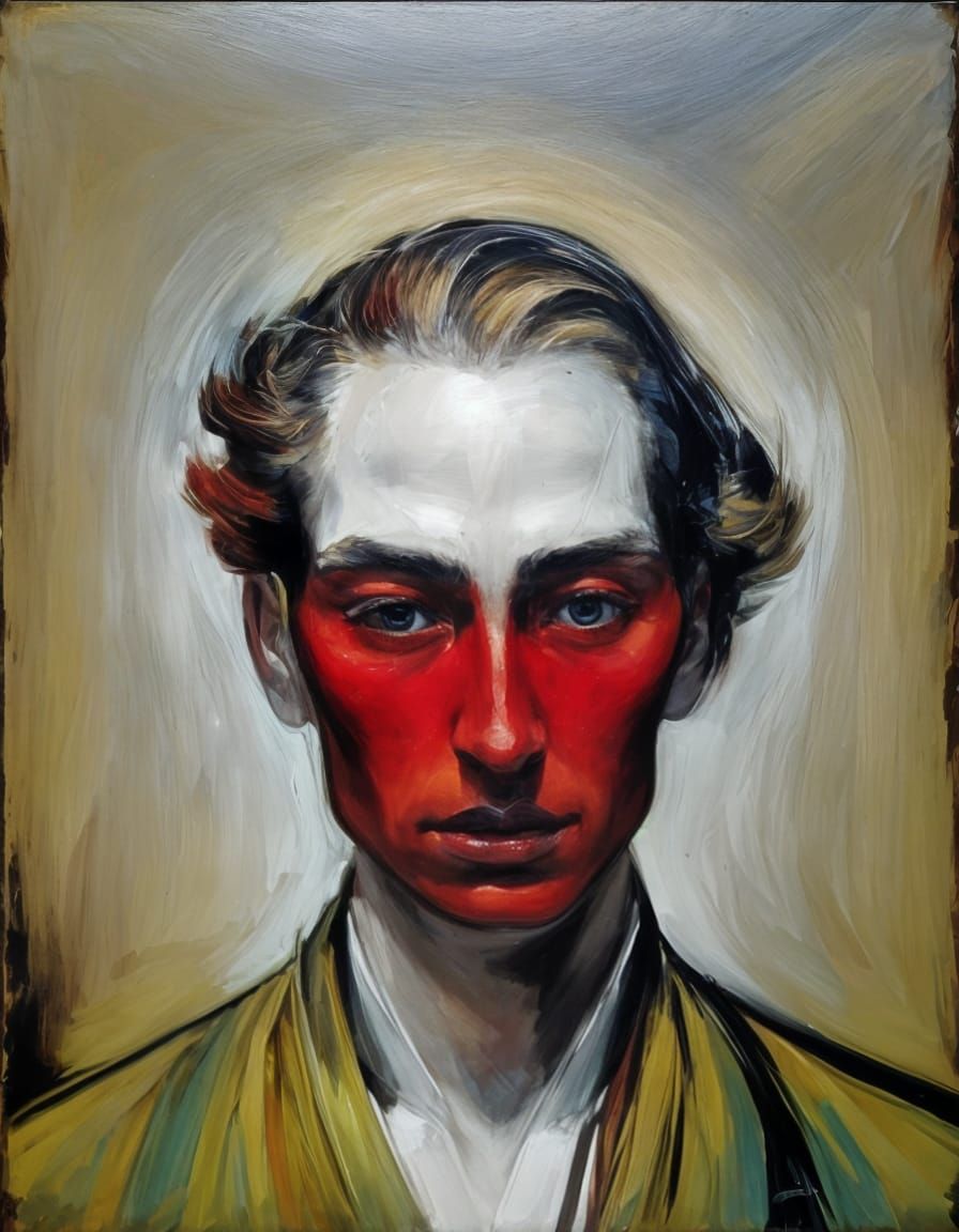 Emotional Portrait in Expressionist Slade School Style