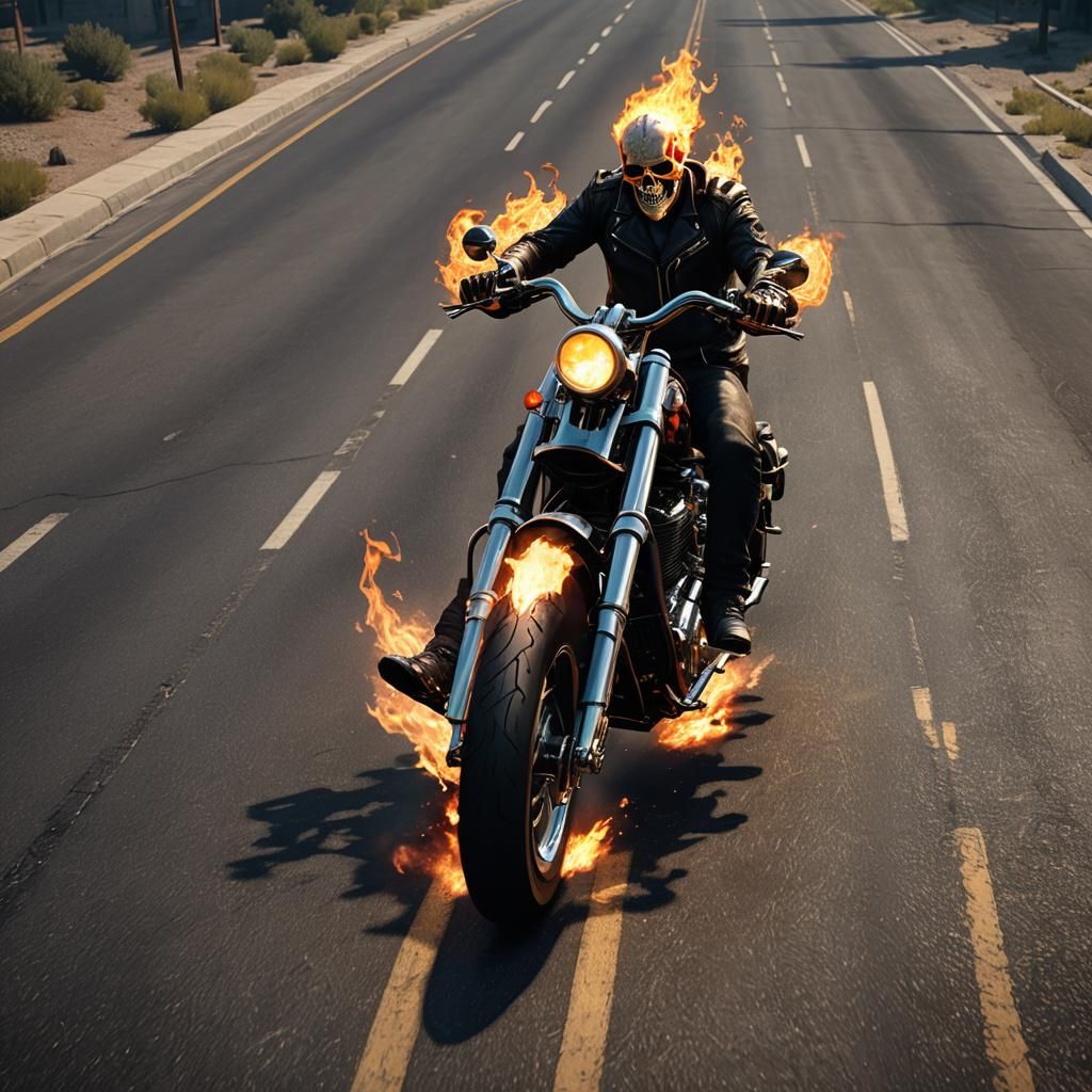 Ghost Rider on Chopper Motorcycle: 3D Game Cinematic
