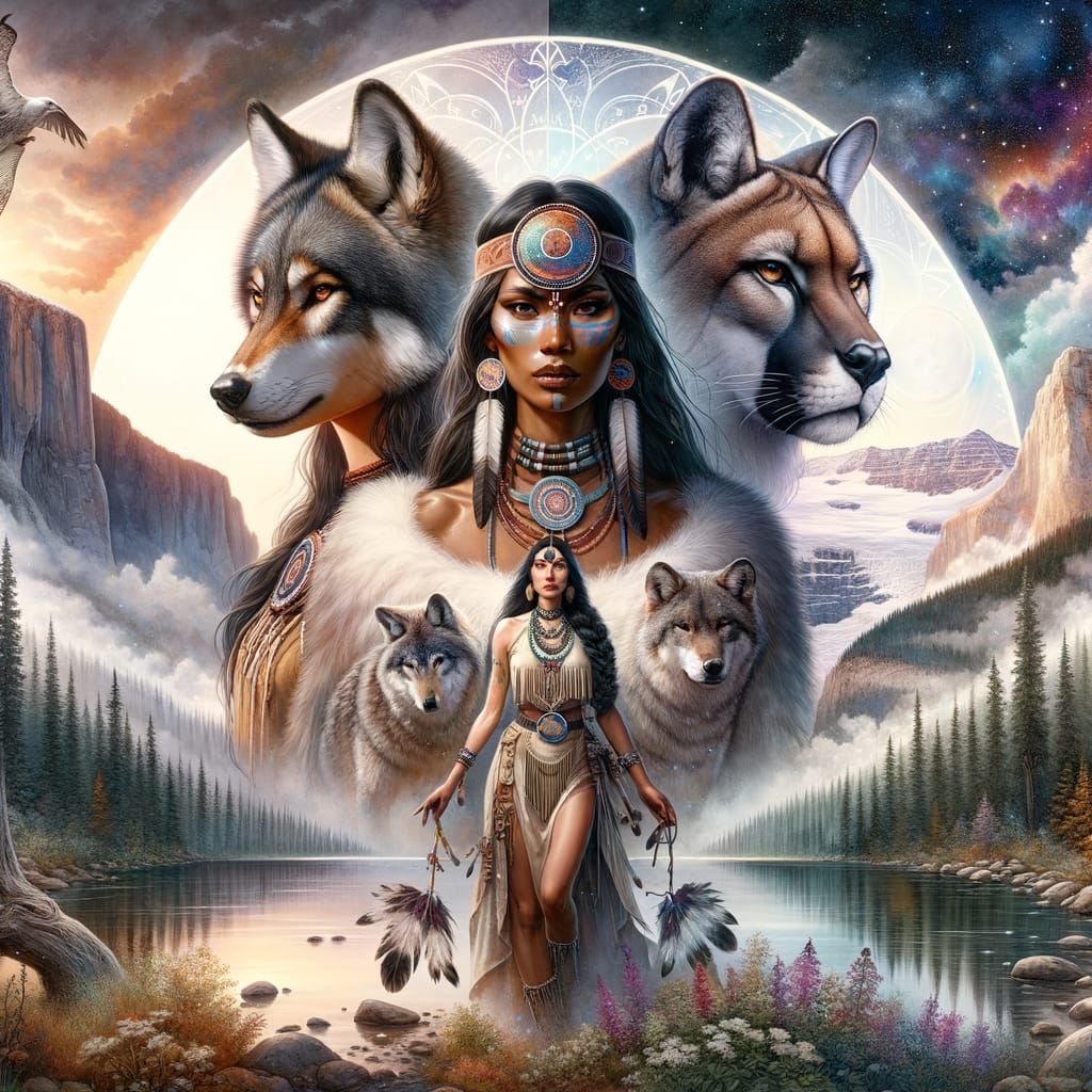 Indigenous Goddesses in Watercolor Painting