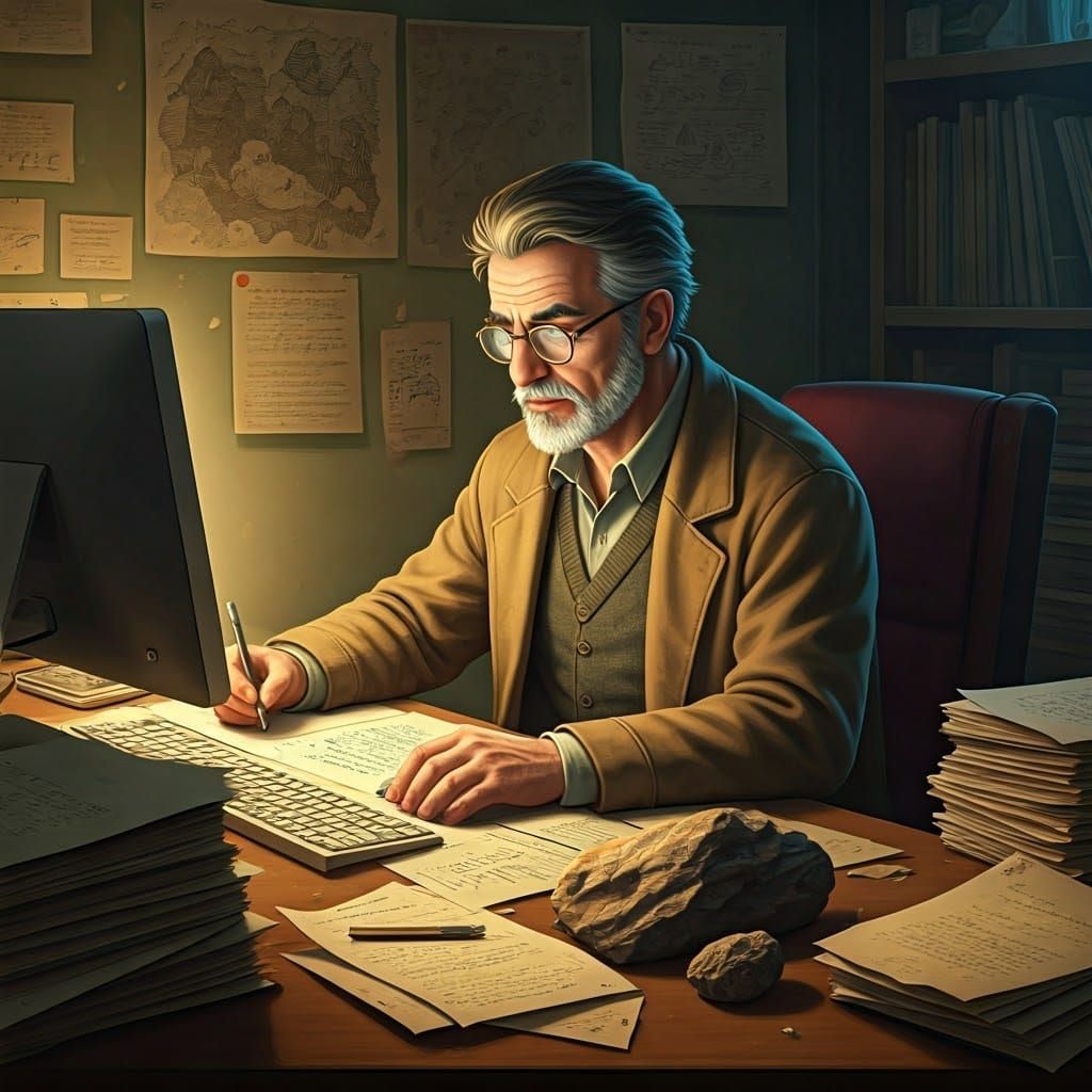 A Distinguished Geologist in a Cozy Study, Inspired by Studi...