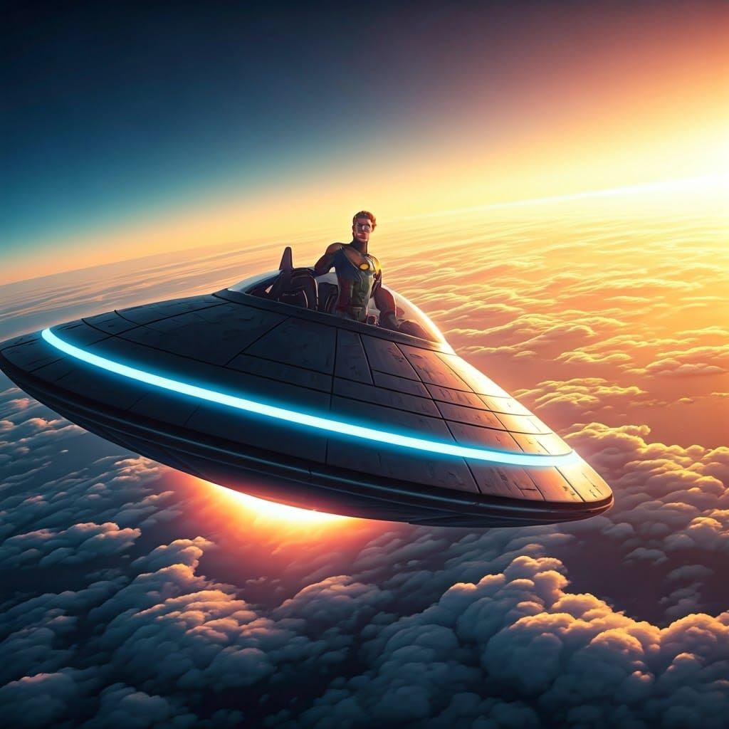 Captain Climate Change Soars in Saucer Spaceship