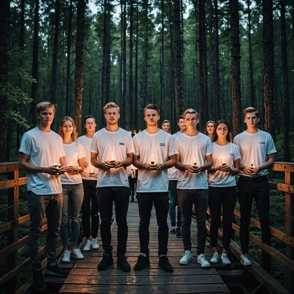 Candlelit Finnish Forest at Night: Dreamy Photo