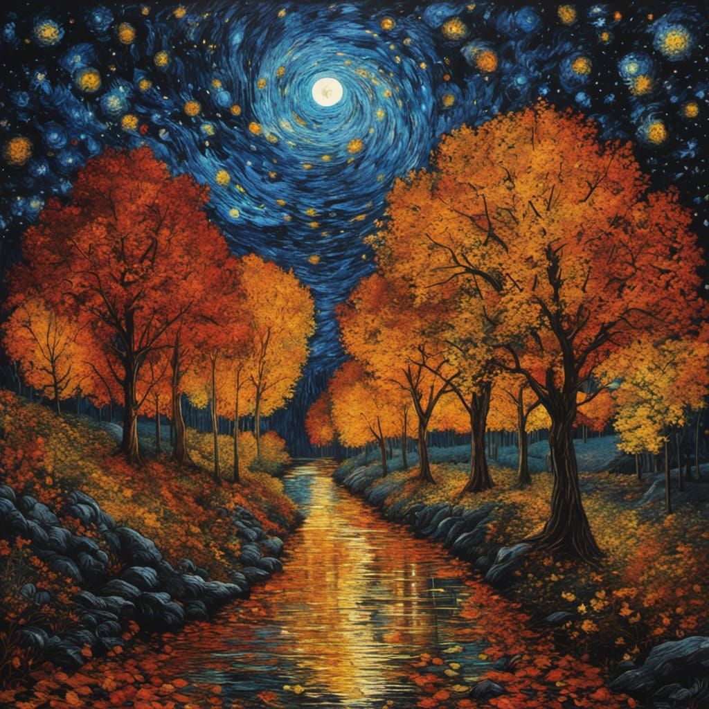 Gothic Starry Night: Autumnal Dreamscape