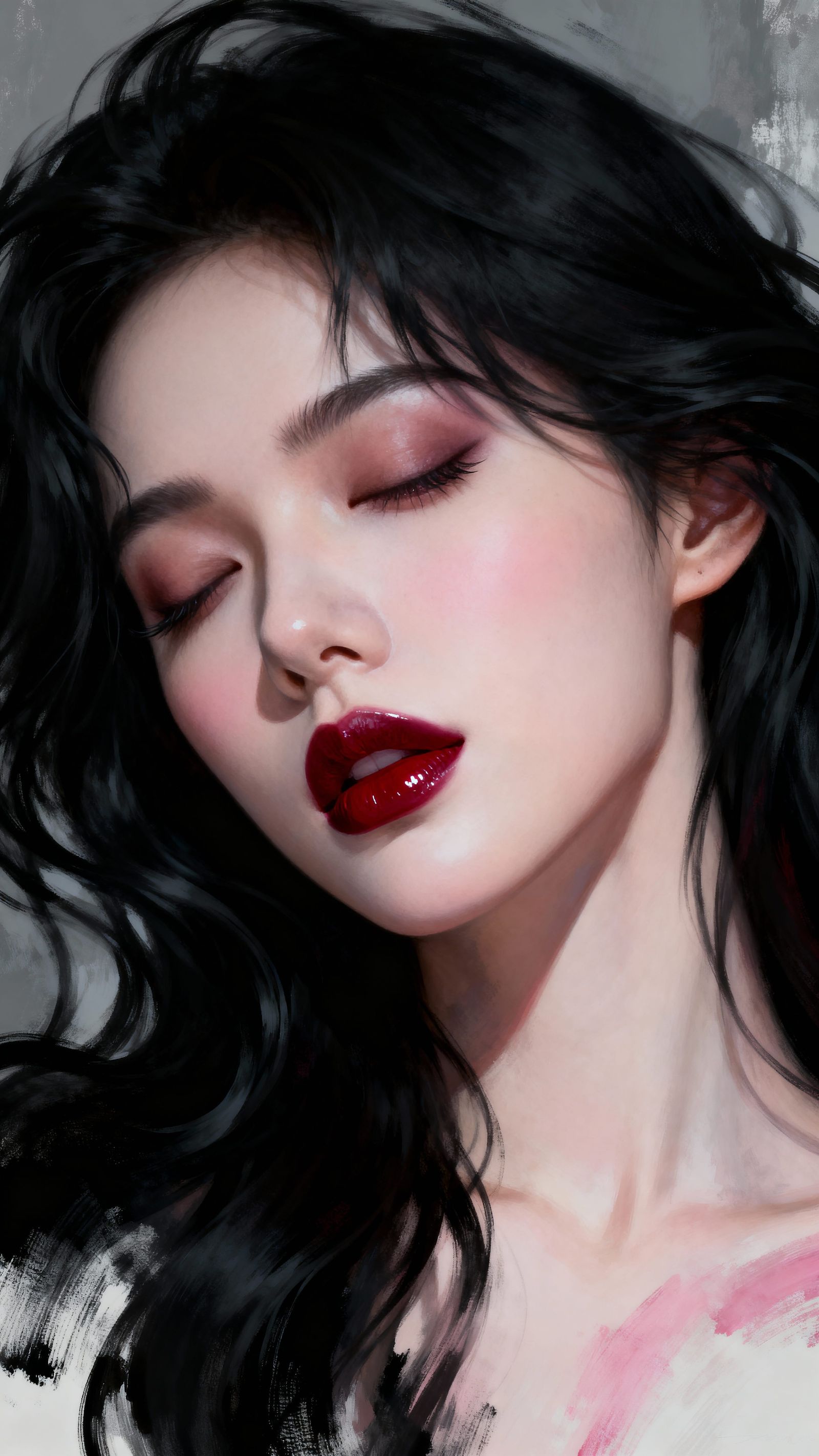 Hyper Realistic Portrait of a Mesmerizing Black-Haired Woman