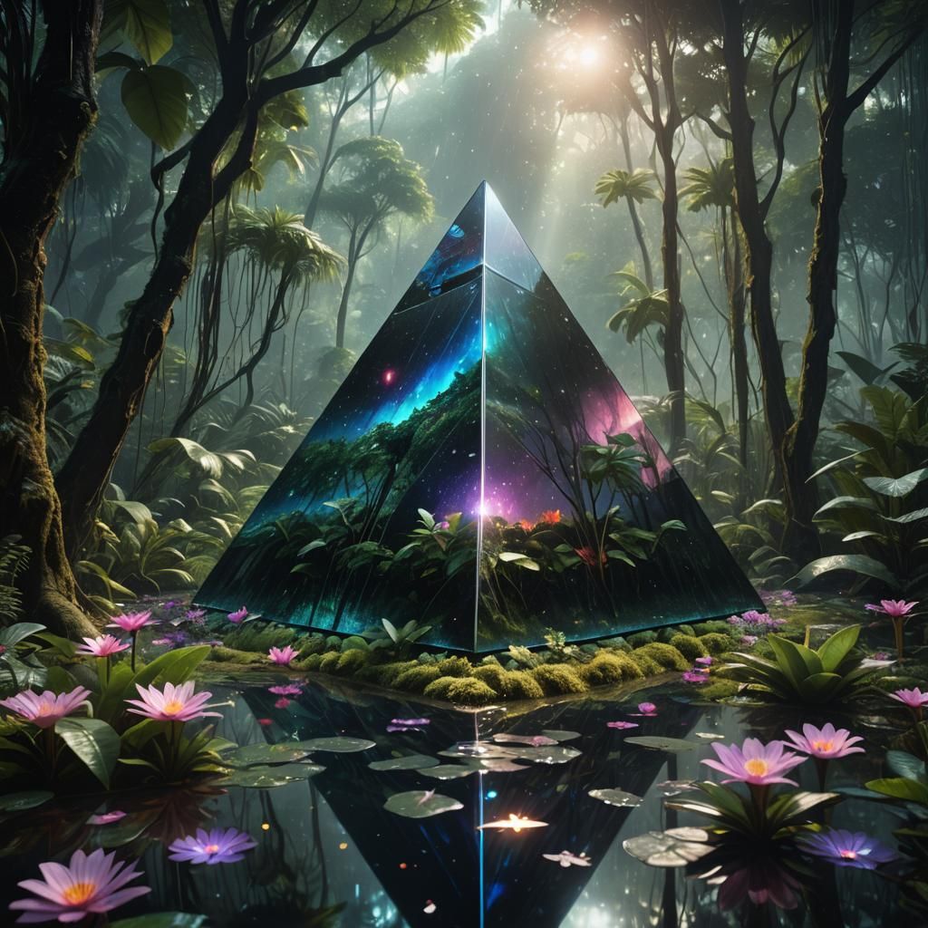 Futuristic Pyramid in Rainforest: Matte Painting
