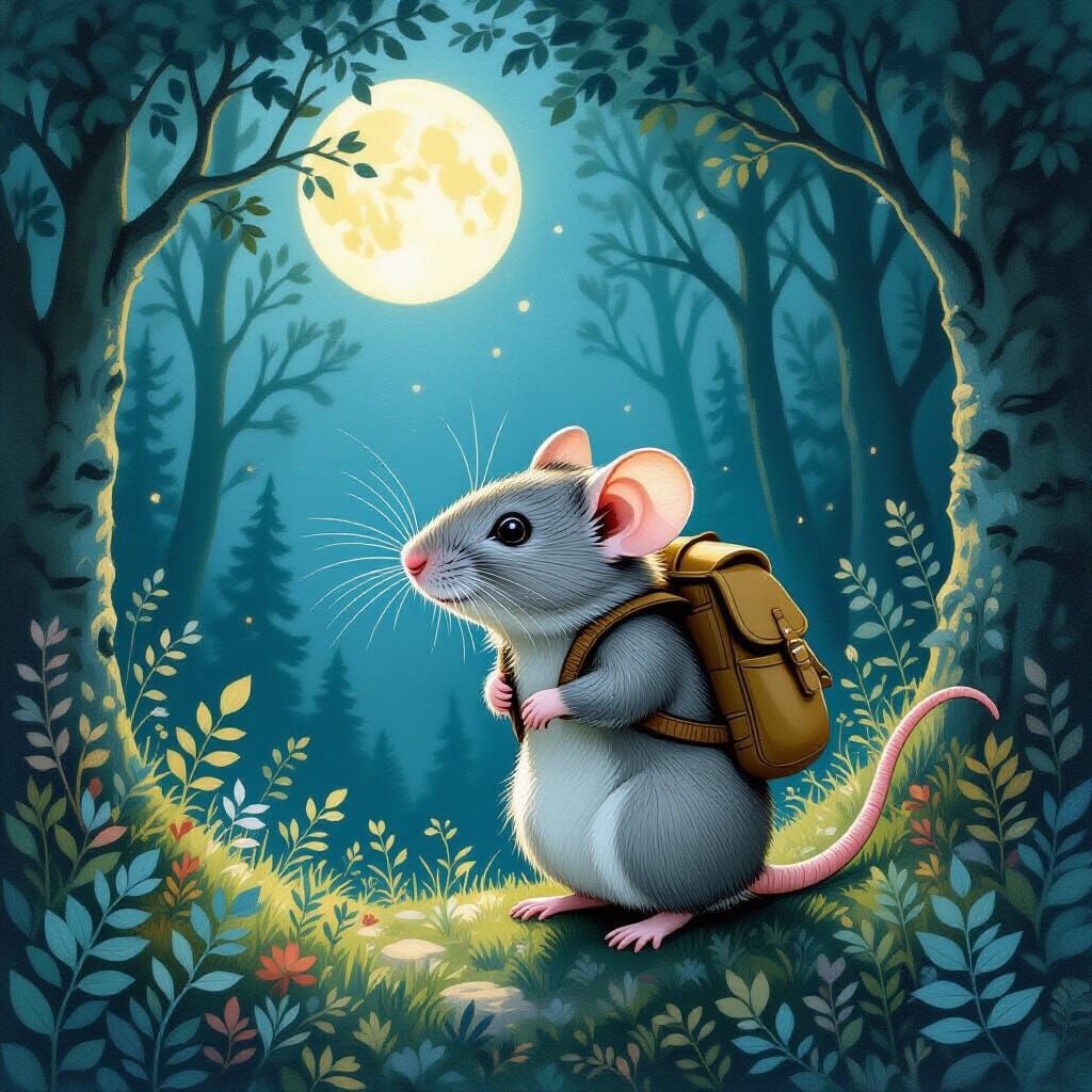 Shy Rat's Moonlit Forest Adventure: Beatrix Potter Style