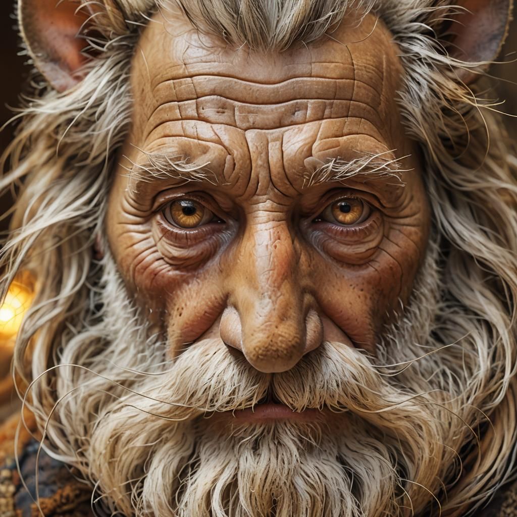 Mouse in Beard: Whimsical Folk Art Illustration