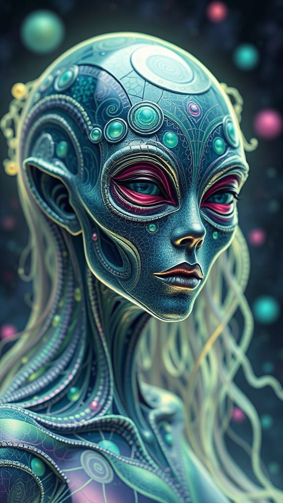 Ethereal Cosmic Glass Entity in 3D