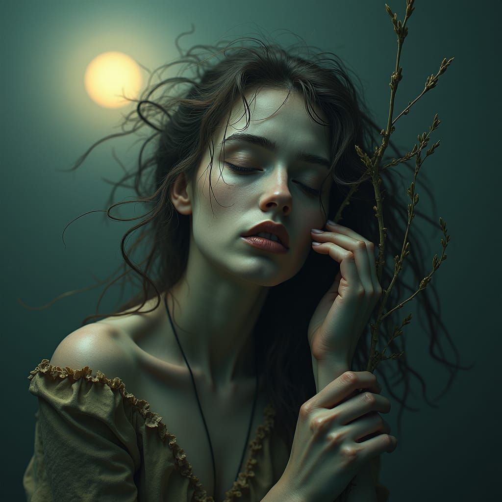 Surreal Dreamscape: Woman Lost in Thought