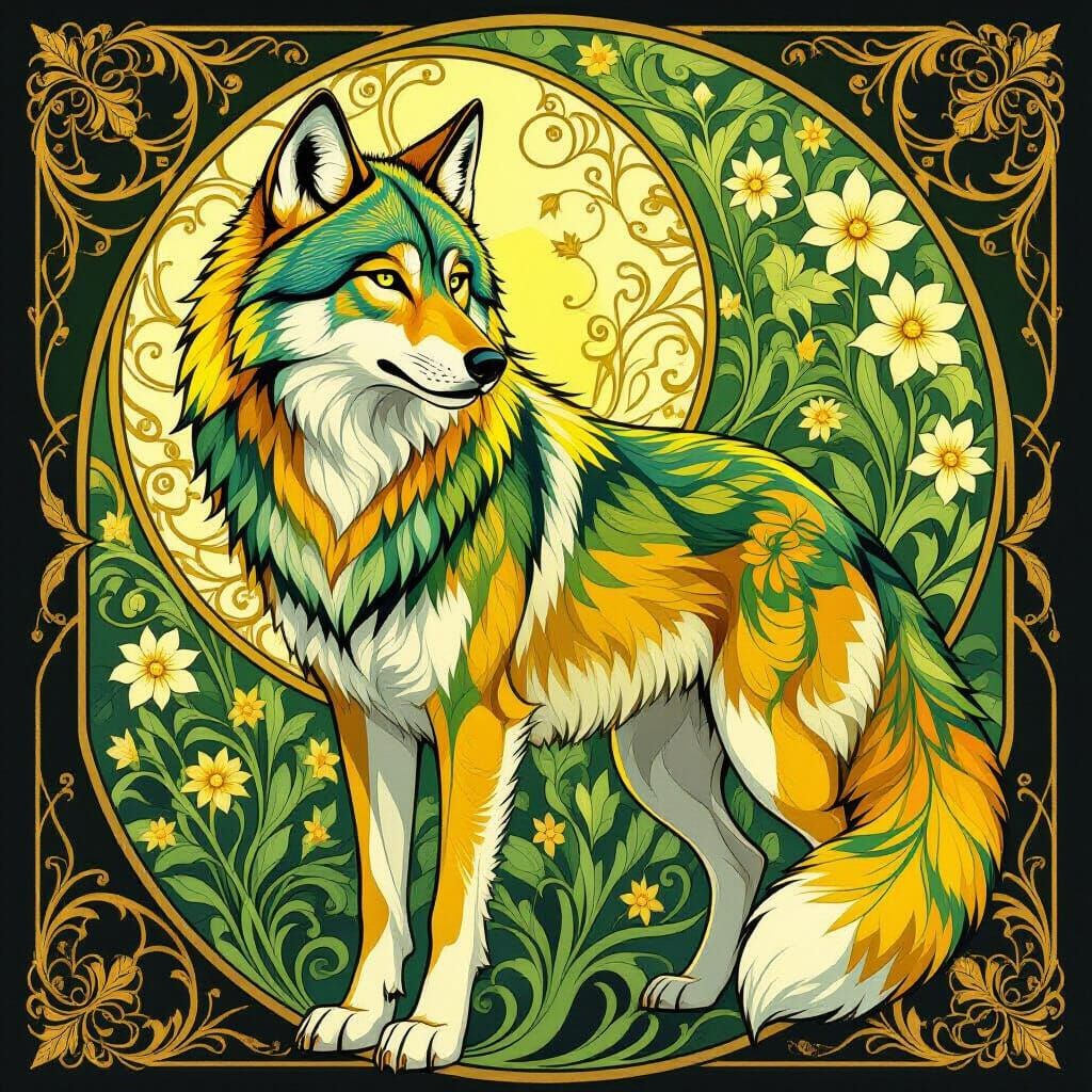 May Wolf in Whimsical Art Nouveau Style