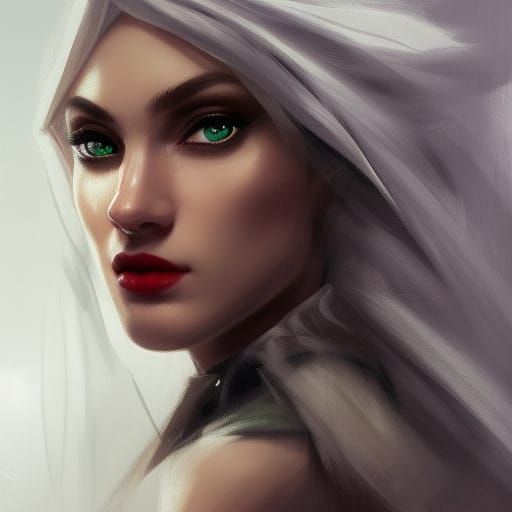 Captivating Green Eyes Behind Veil: Hyperdetailed Portrait