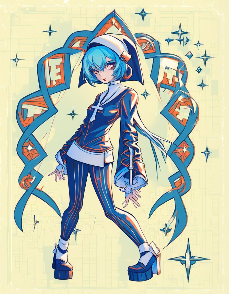 Stylized Nun Character in Contemporary Style
