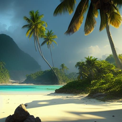 Hyperdetailed Tropical Island Concept Art in 8K