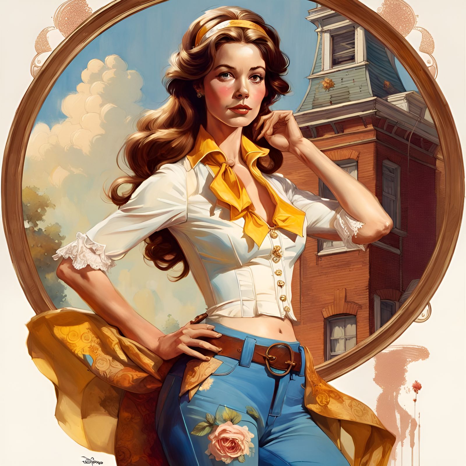 Belle in 1970s Fashion, Digital Illustration