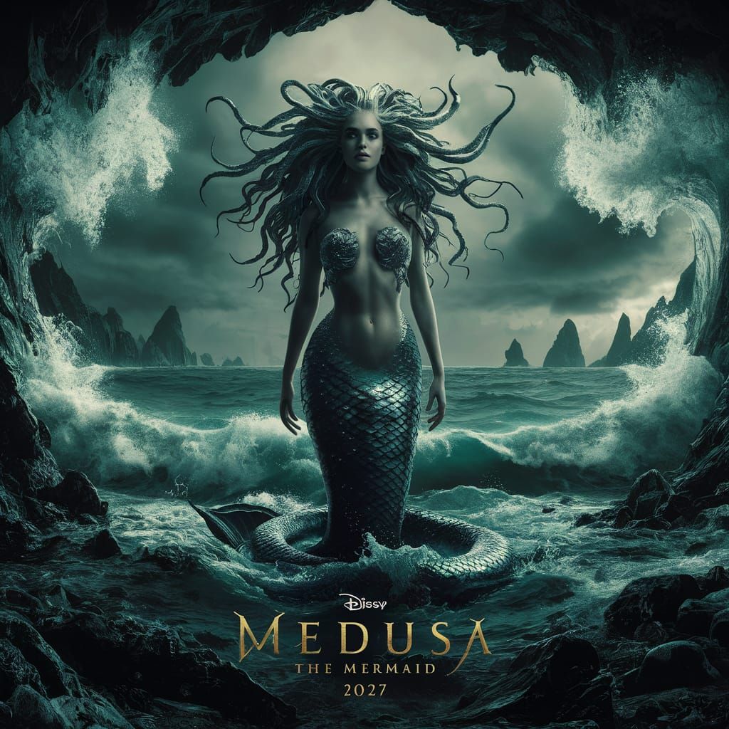 Medusa Mermaid Movie Poster: Epic Digital Matte Painting