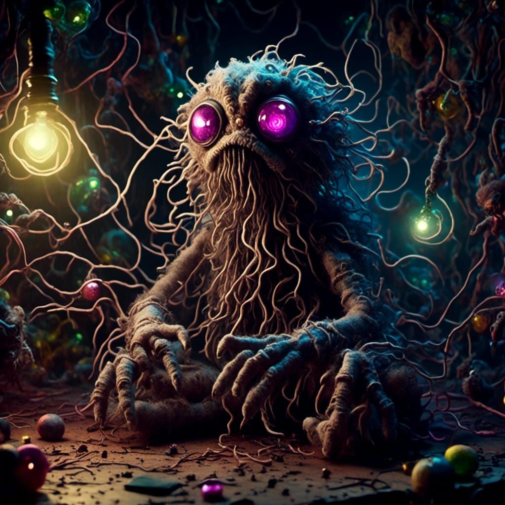 Lovecraftian Stuffed Animal in Ominous Playroom