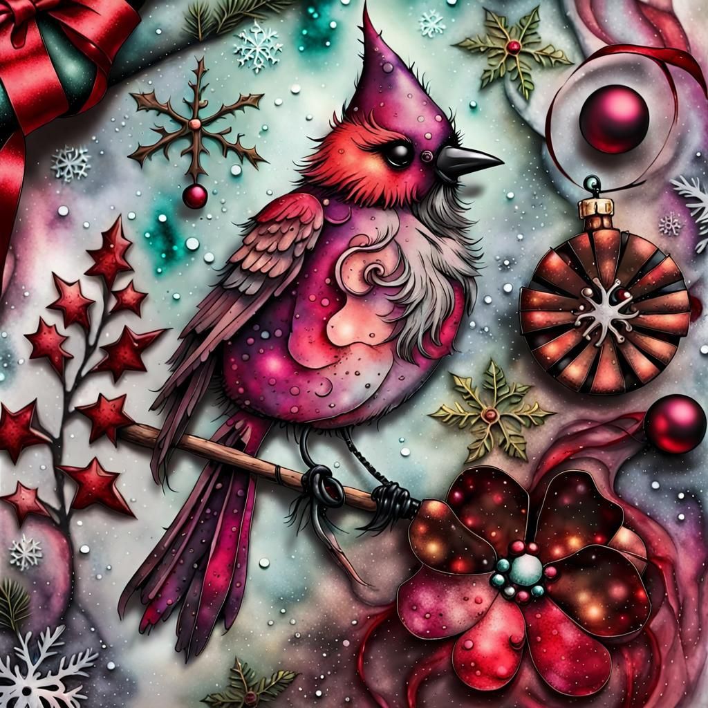 Whimsical Goth Christmas with Alcohol Inks
