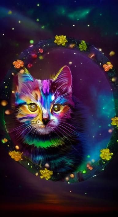 Rainbow Crystal Kittens in Rose Garden