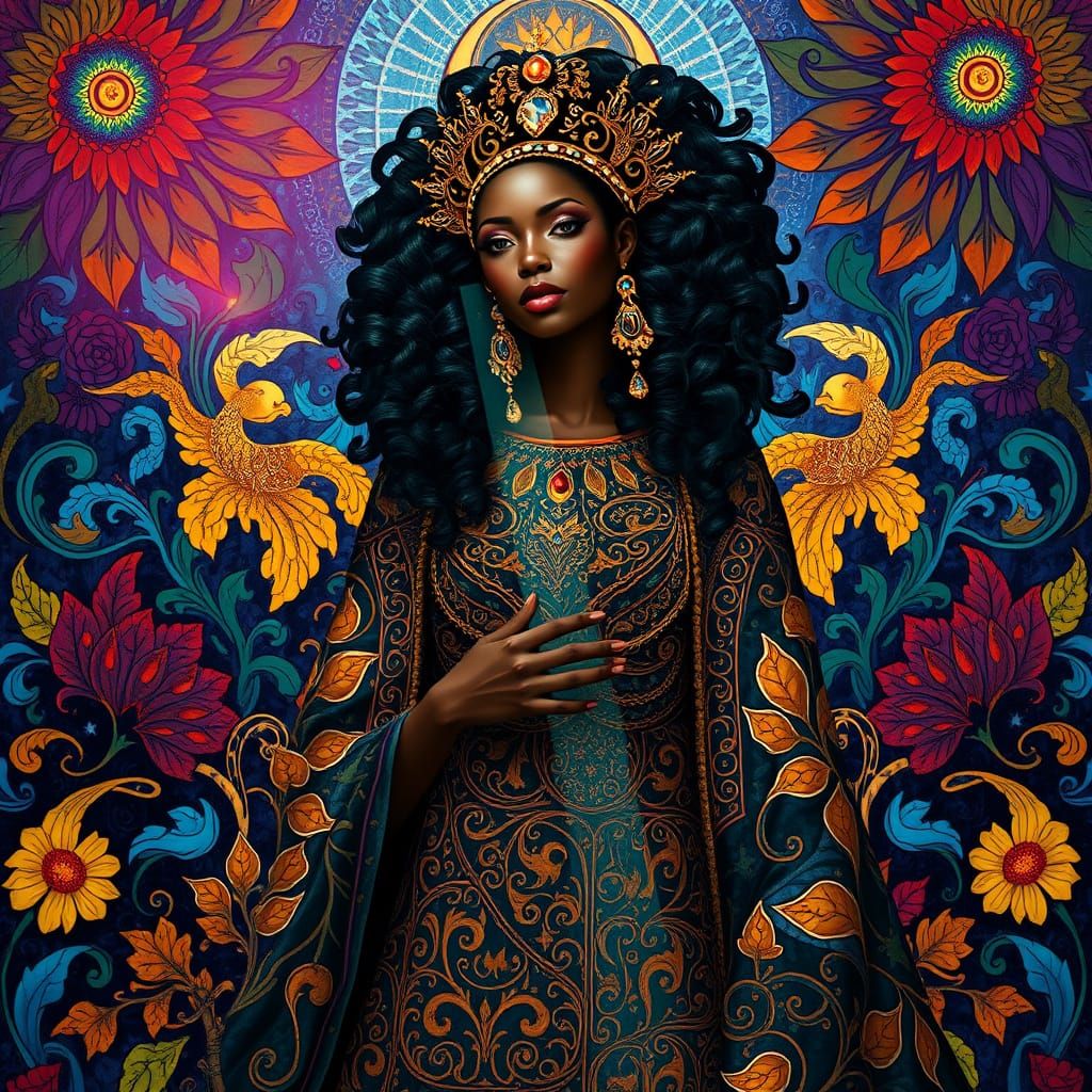 Black Queen in Prism of Light: Art Nouveau, Afrofuturism