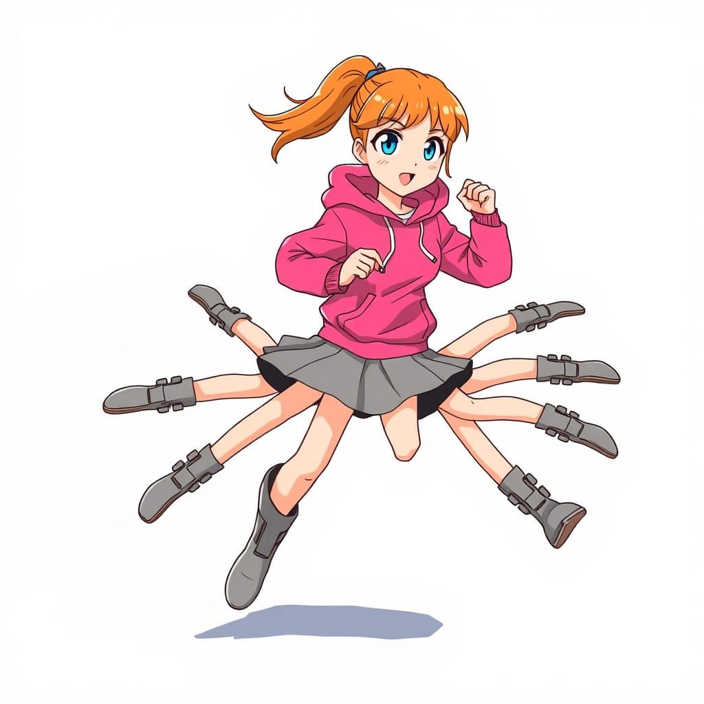 Cartoon Woman Running at Superhuman Speed