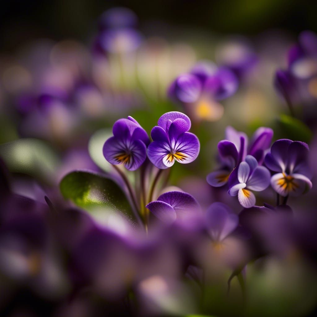 Violets in Garden: Professional Photography with Bokeh