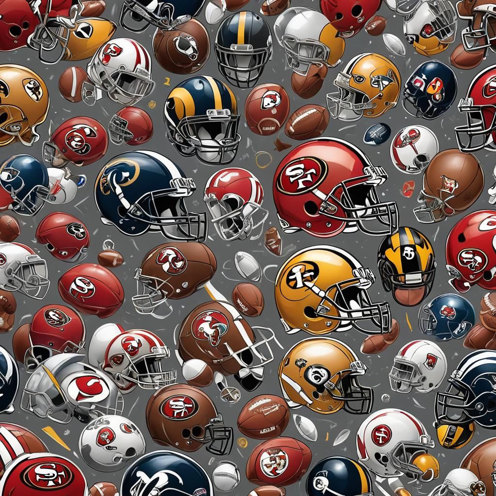 Dynamic NFL Teams Graphic in Saturday Evening Post Style