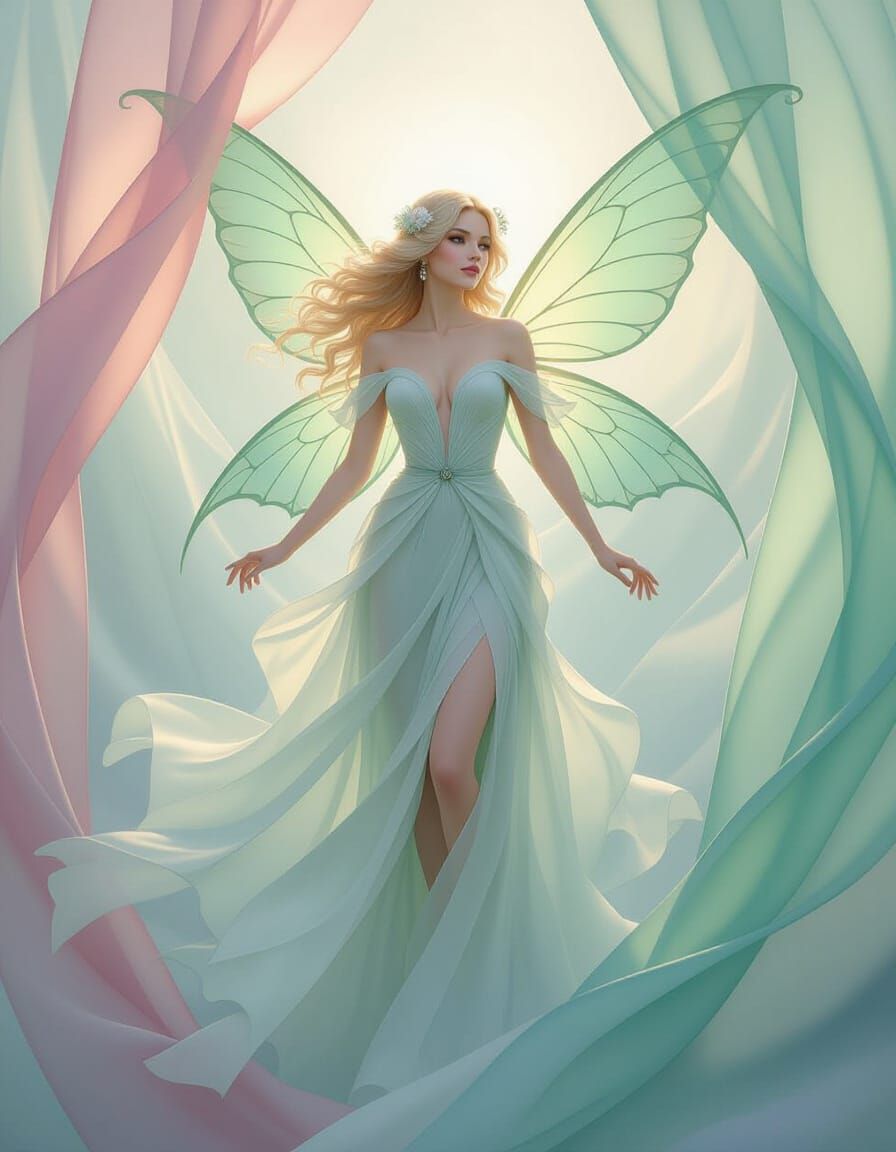 Ethereal Fairy Digital Painting with Gossamer Wings