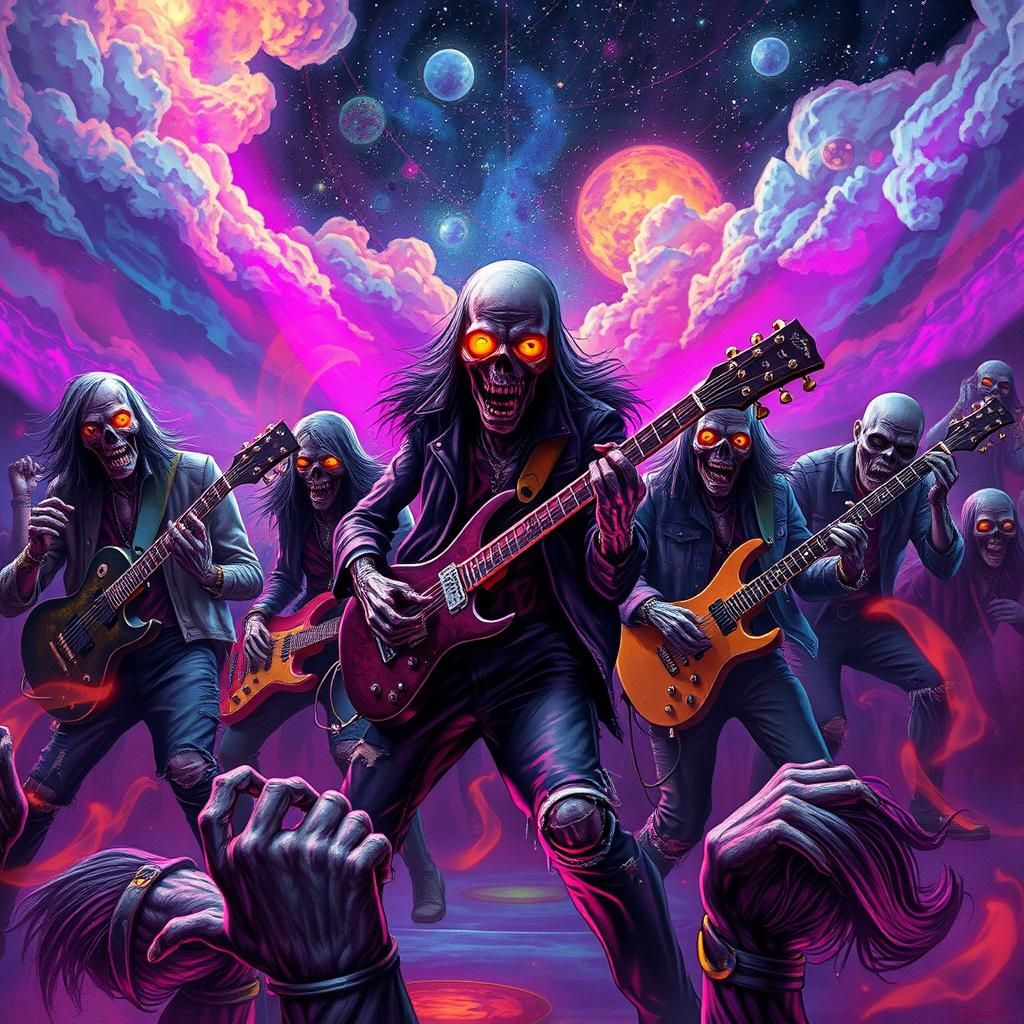 Undead Zombie Metal Band in Psychedelic Astral Concert
