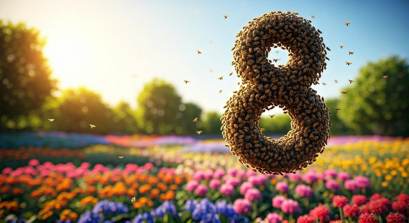 Hyperrealistic Bees Dance in Vibrant Garden