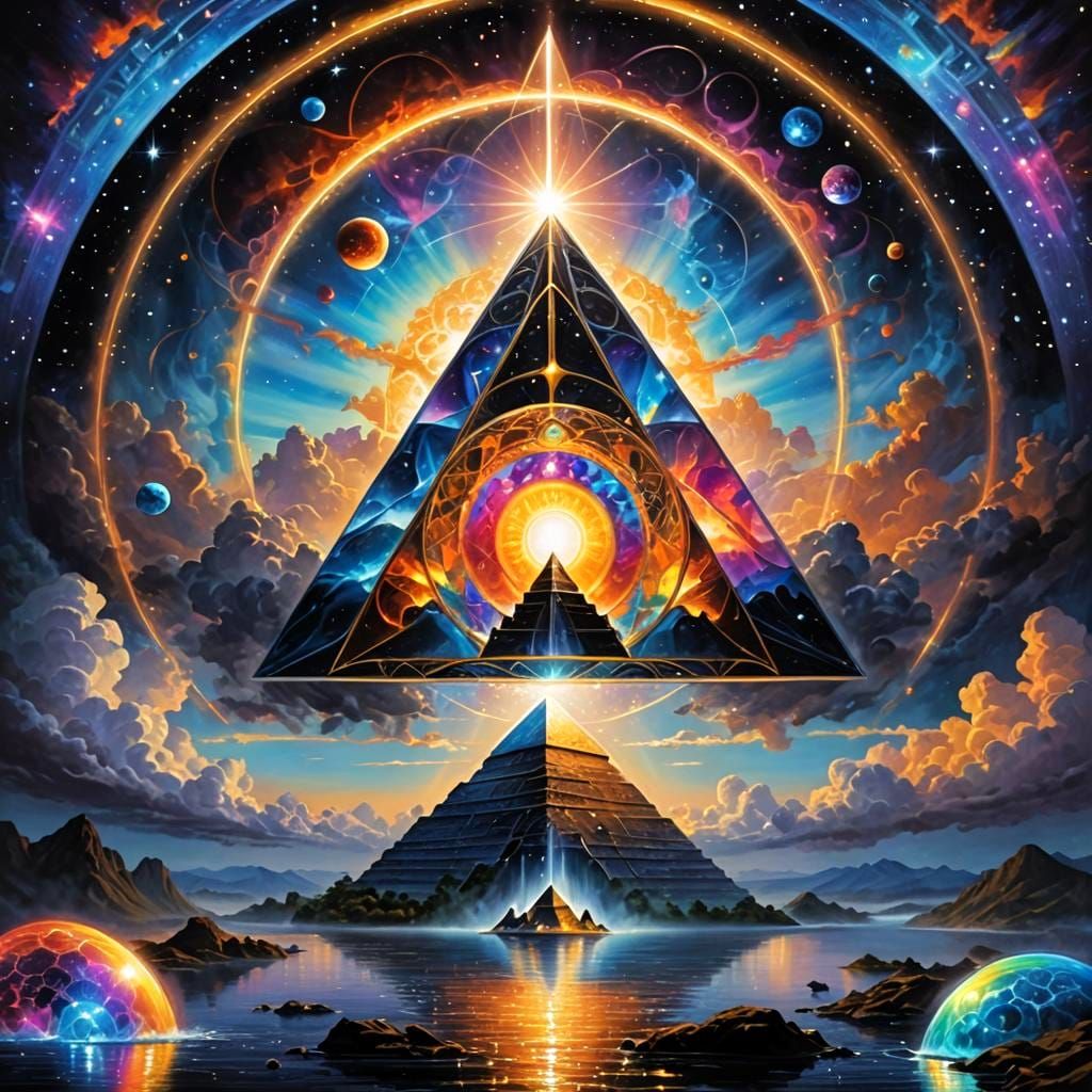 Opalescent Tesseract with Luminous Energy in Digital Art