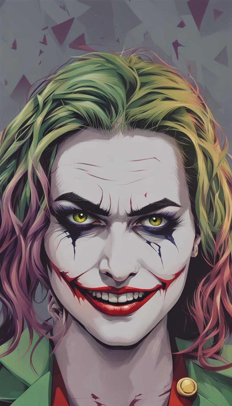 Stylized Joker Girl with Chaotic Expression