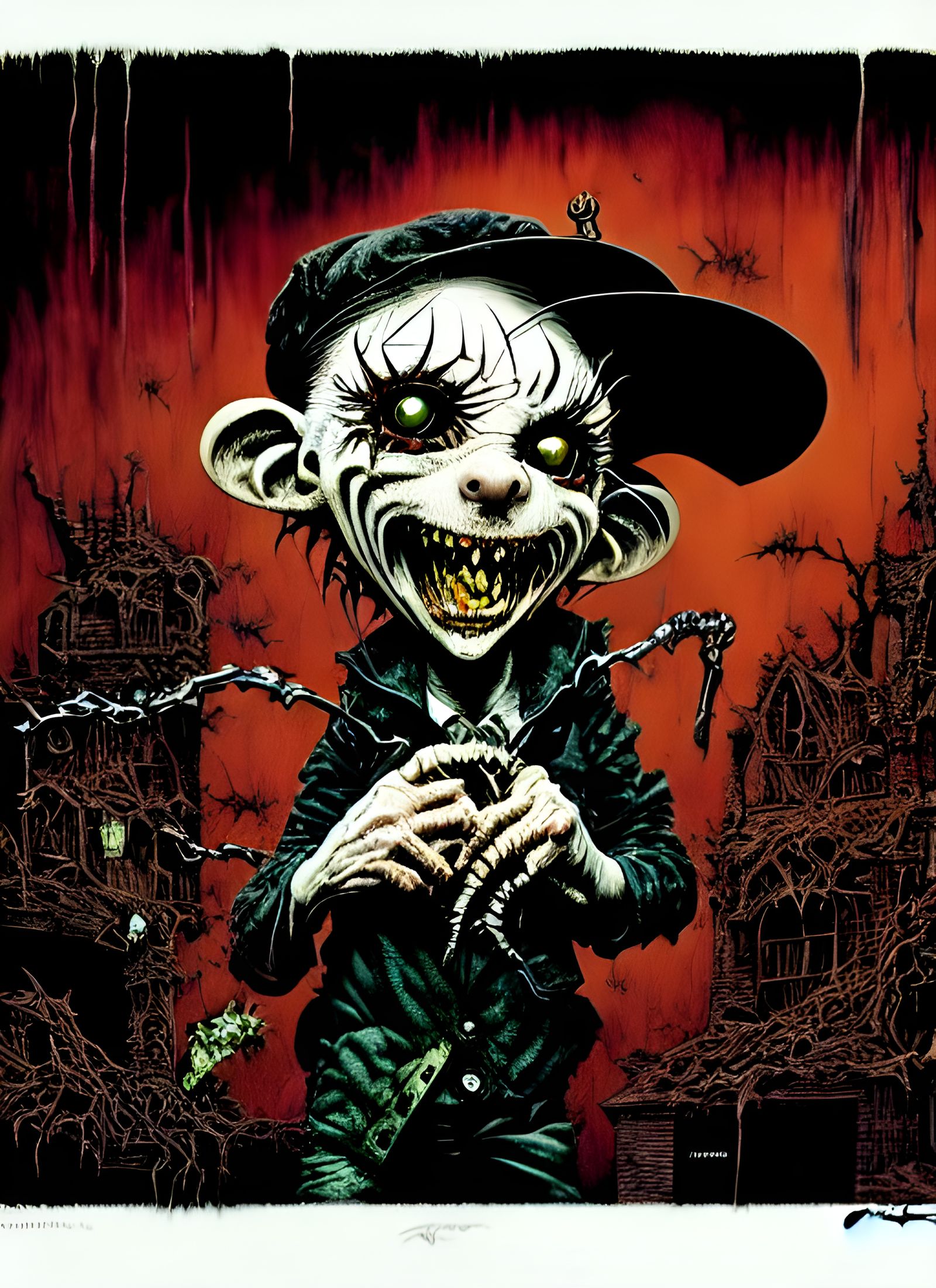 Sinister Chibi Rat Boy Horror Cartoon