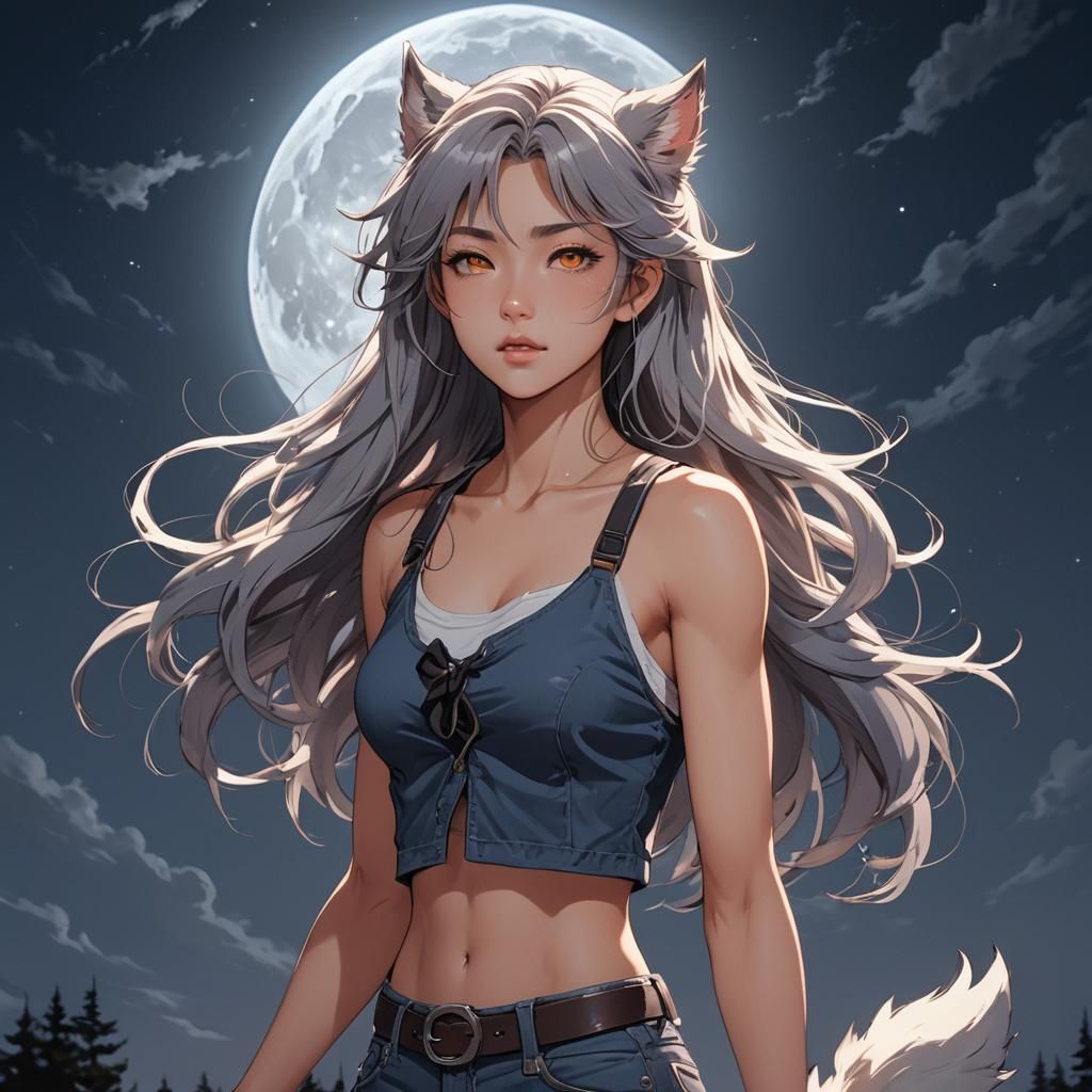 Teenage Werewolf Transformation in Anime Style