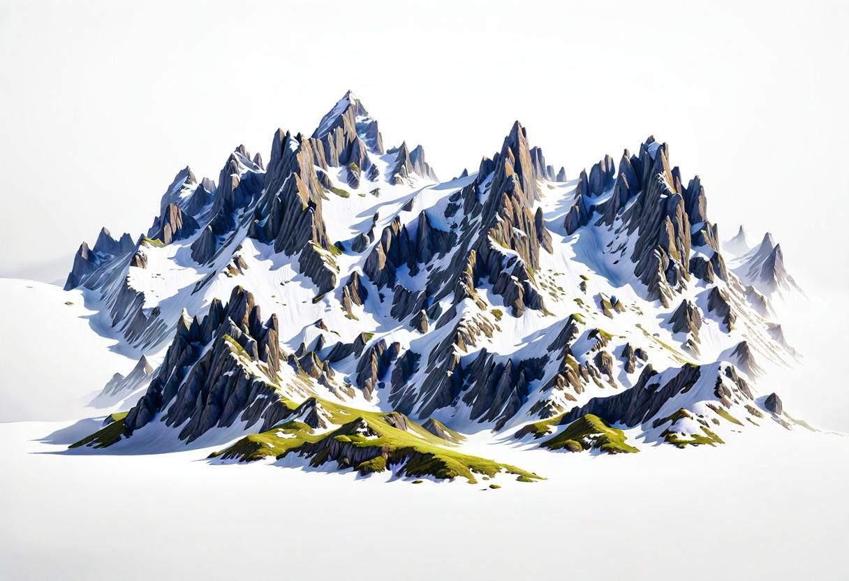 Swiss Alps Landscape Watercolor Painting in Classic Style