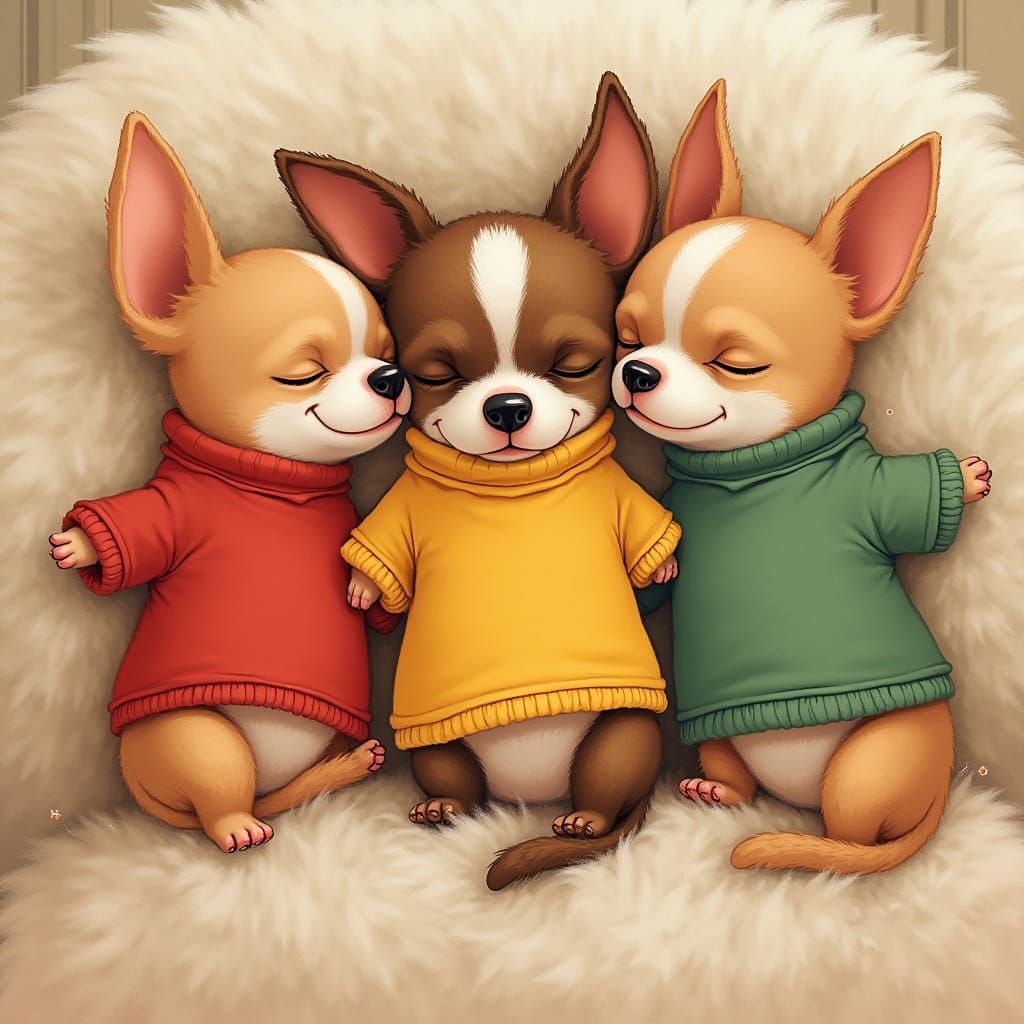 Vibrant Chihuahuas in Cozy Whimsy