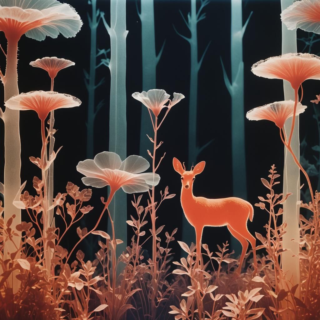 Photogram Rayograph of an Idyllic Plant Scene