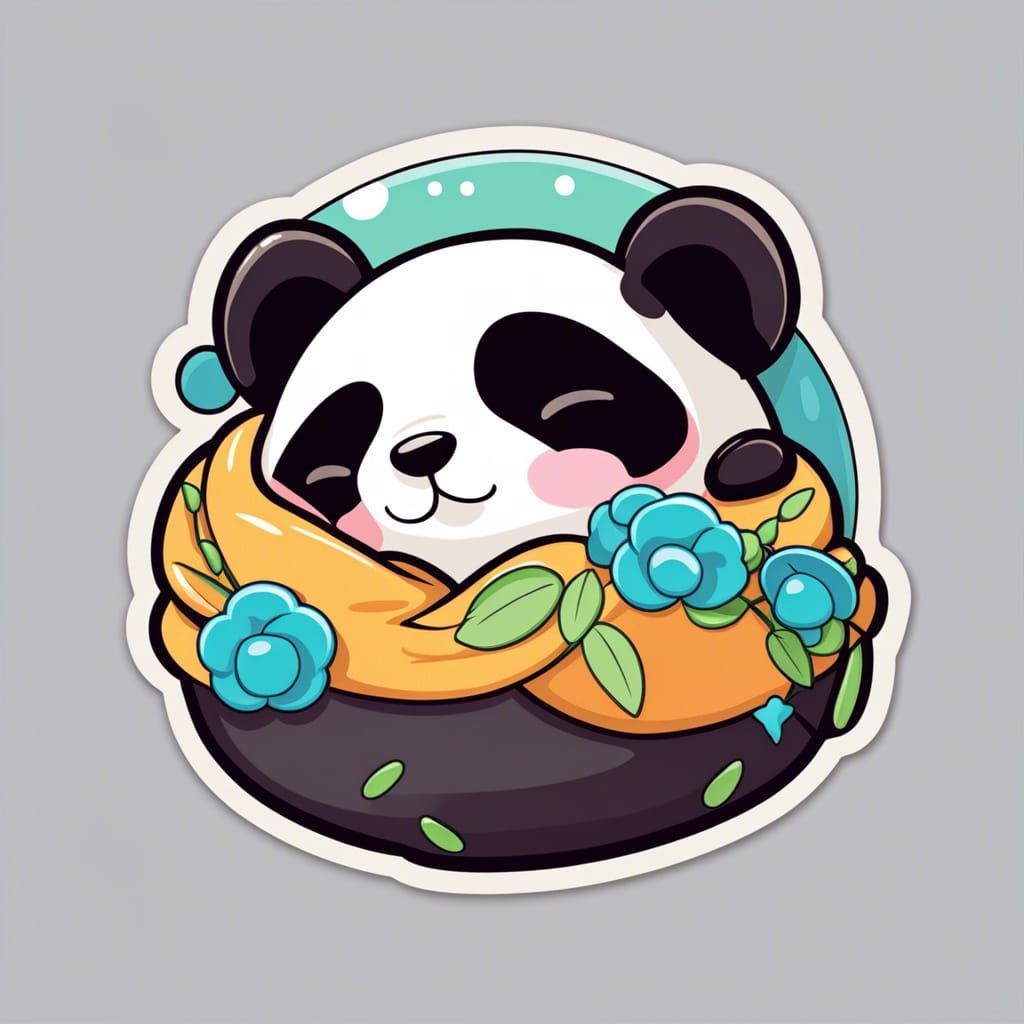 Kawaii Sleeping Panda Sticker Design