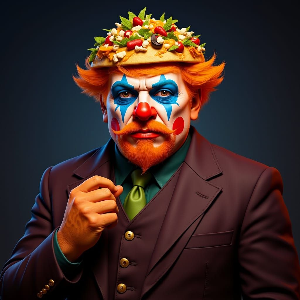 Fantastical Taco Chicken Clown Emperor Concept Art