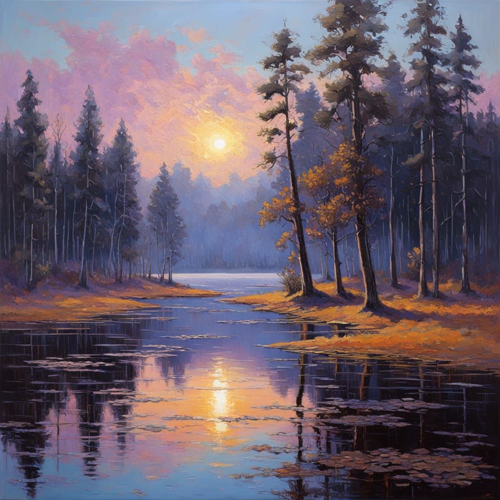 Golden Dawn in Oil Painting Style