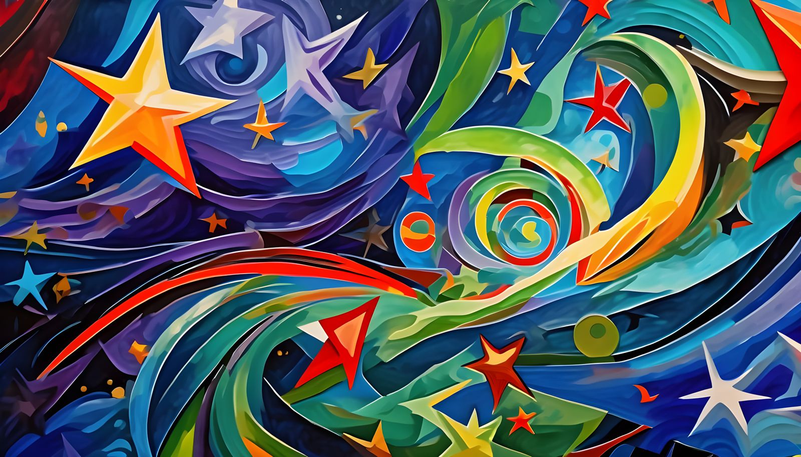 Abstract Cosmic Maelstrom in Impasto Oil Paint