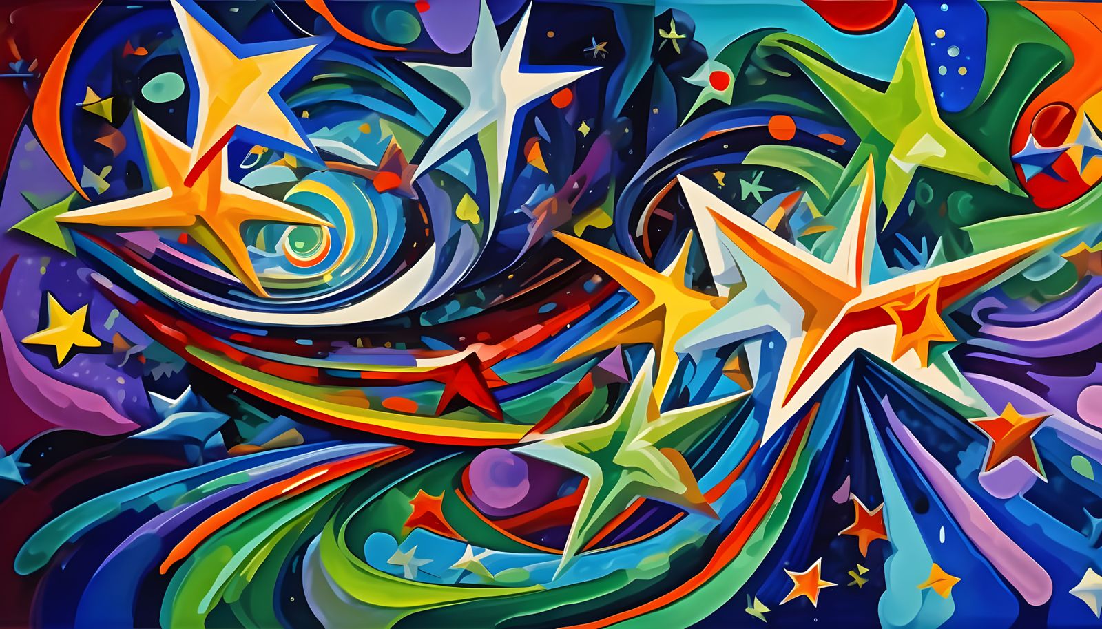 Vibrant Cosmic Maelstrom of Impasto Oil Paint