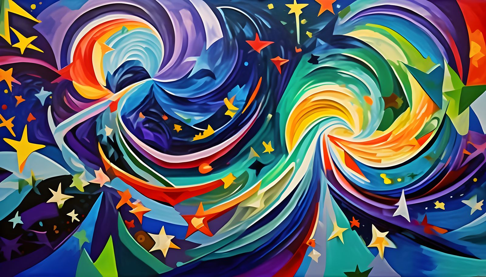 Vibrant Cosmic Maelstrom in Impasto Oil Paint