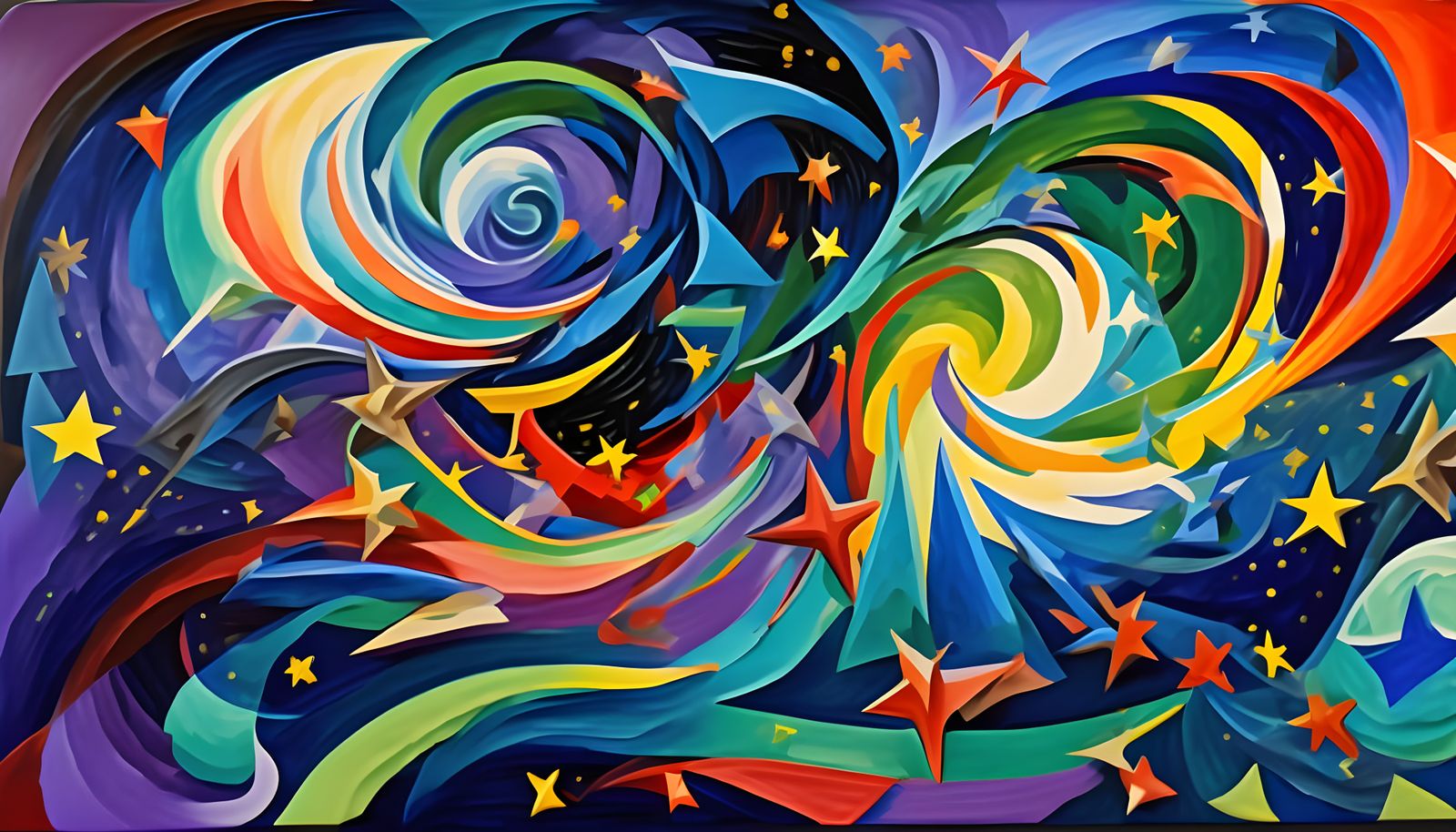 Abstract Cosmic Maelstrom in Impasto Oil Style