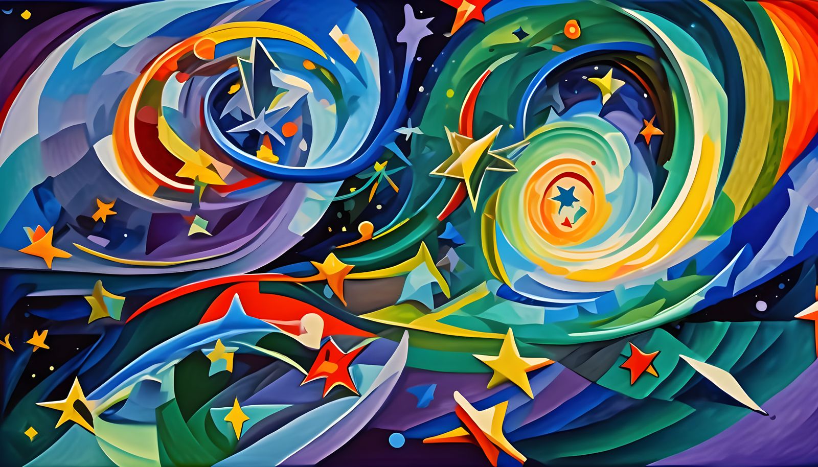 Abstract Cosmic Maelstrom in Impasto Oil Style