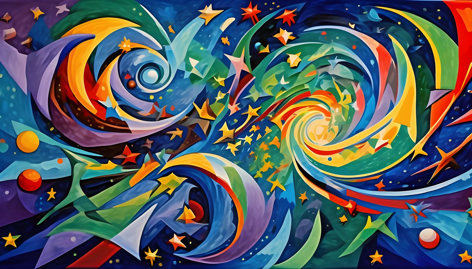 Abstract Cosmic Maelstrom in Impasto Oil Style