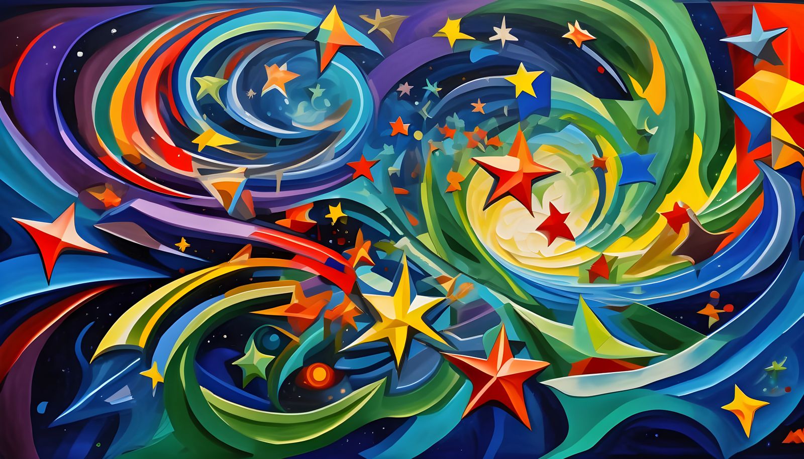 Abstract Cosmic Maelstrom of Impasto Oil Paint