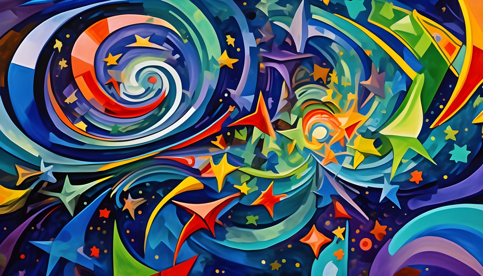 Vibrant Cosmic Maelstrom in Impasto Oil Style