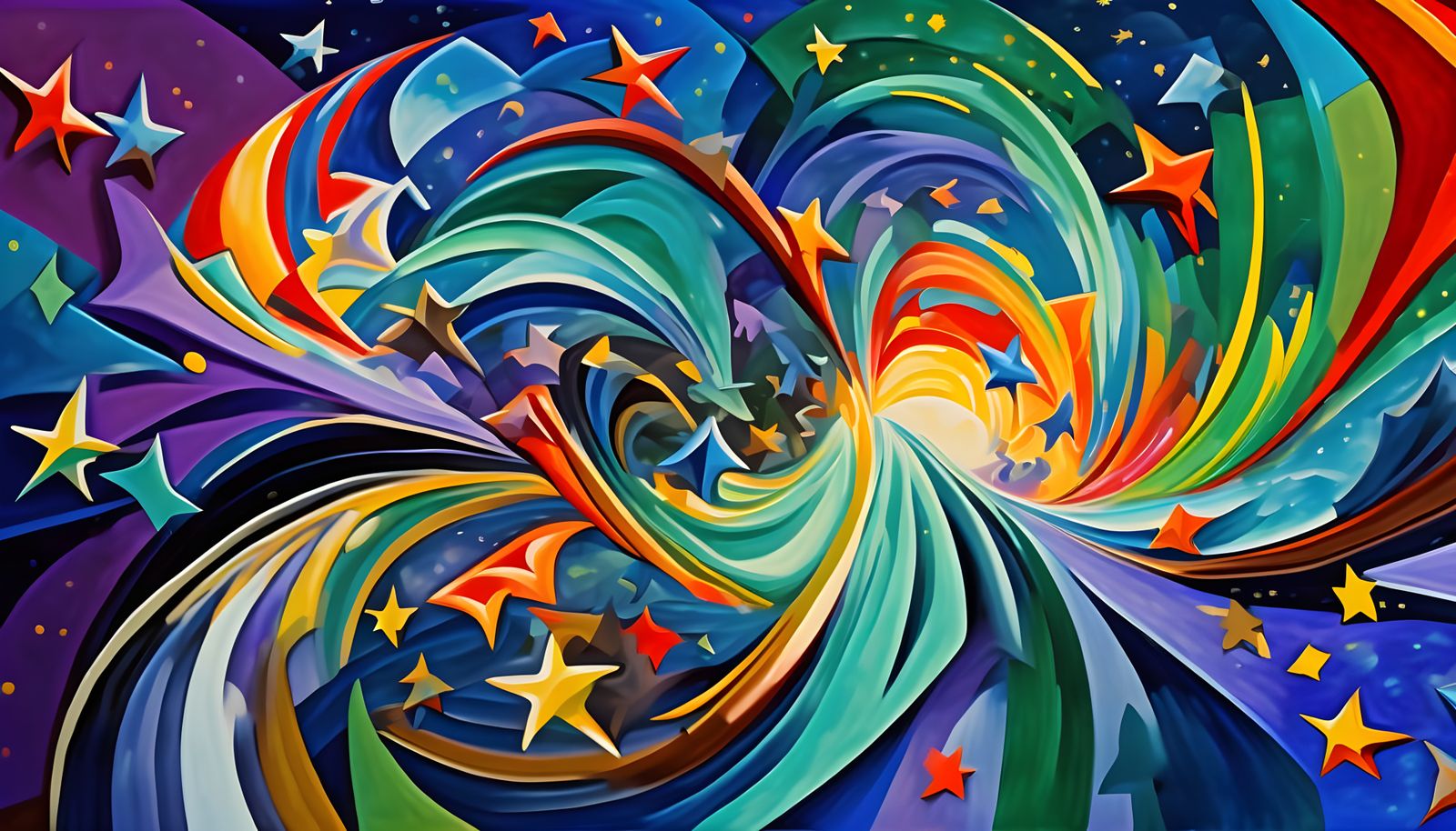 Vibrant Cosmic Maelstrom in Impasto Oil Style