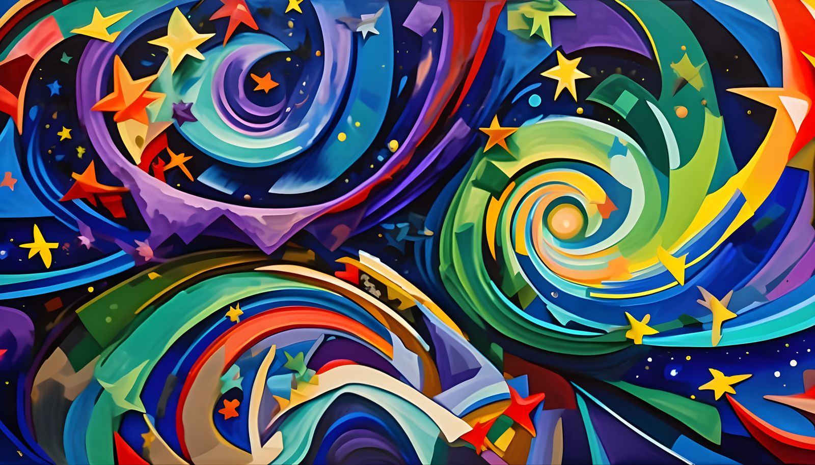 Vibrant Cosmic Maelstrom in Impasto Oil Style